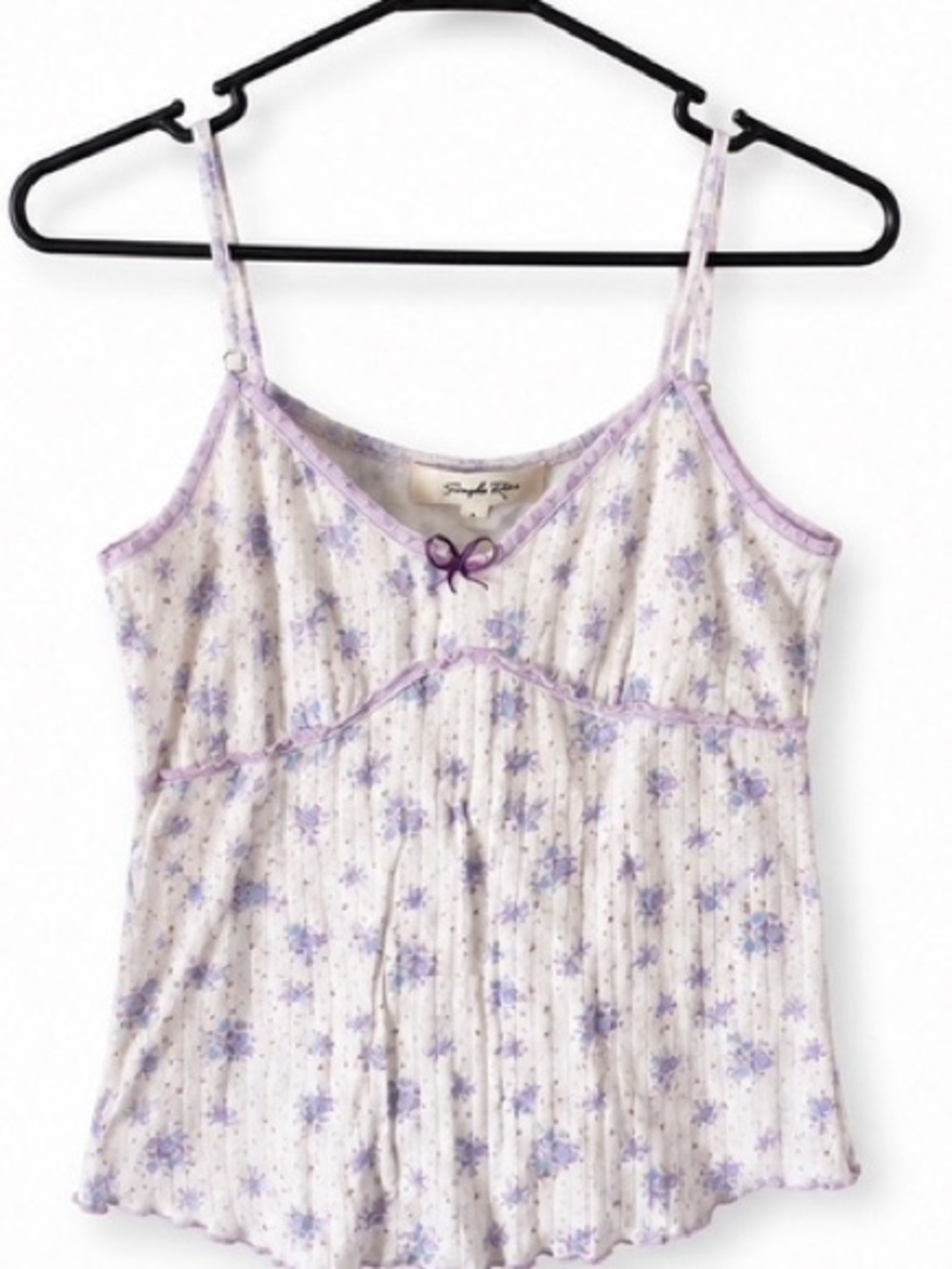 Purple Floral Lace-Trim Camisole Chemise - Lightweight Sleep Top
